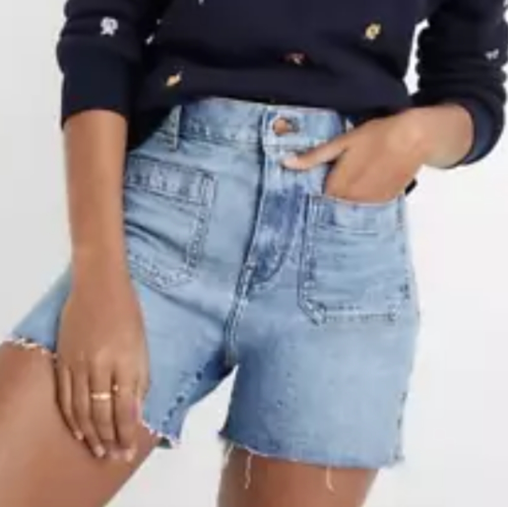 Madewell High Rise Patch Pocket Jean Denim Shorts 27